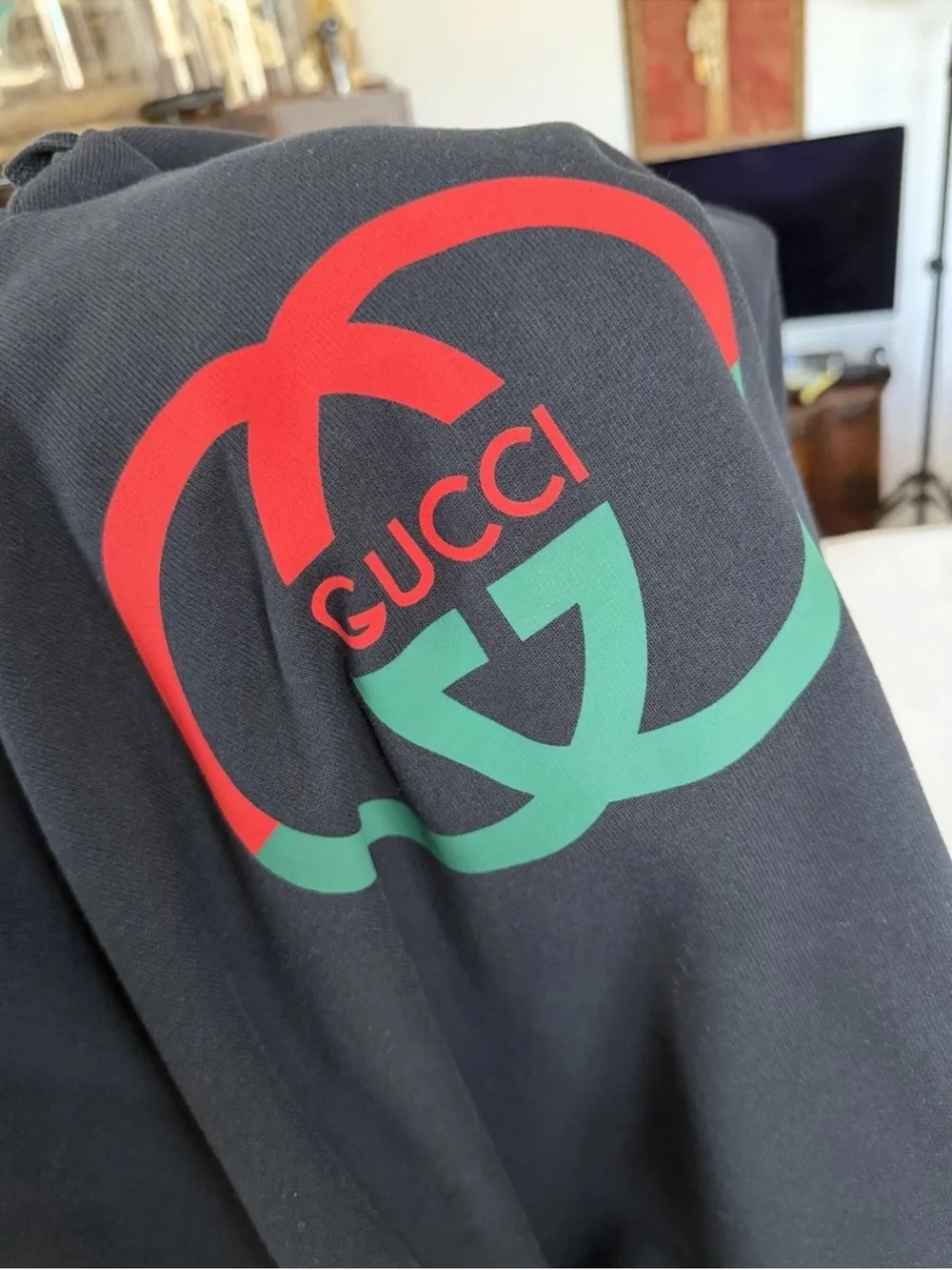 NWT Gucci Black Hoodie with Red & Green Interlocking Logo XL
